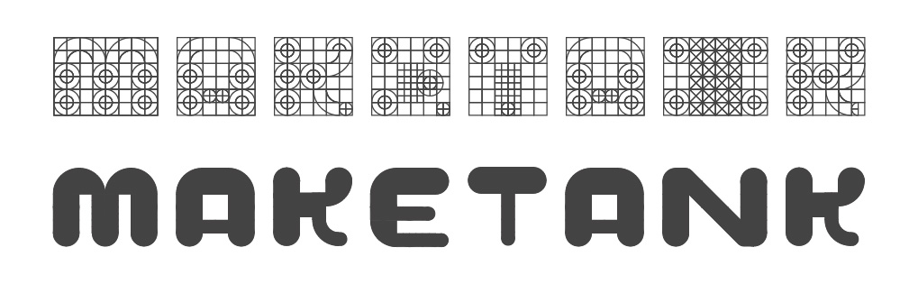 Full grid system for the Make Tank logo mark with the filled version below.