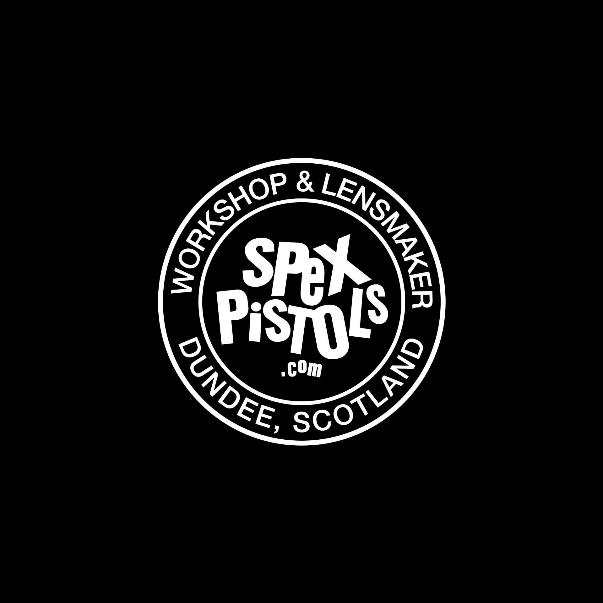 Black and white roundel Spex Pistols logo.
