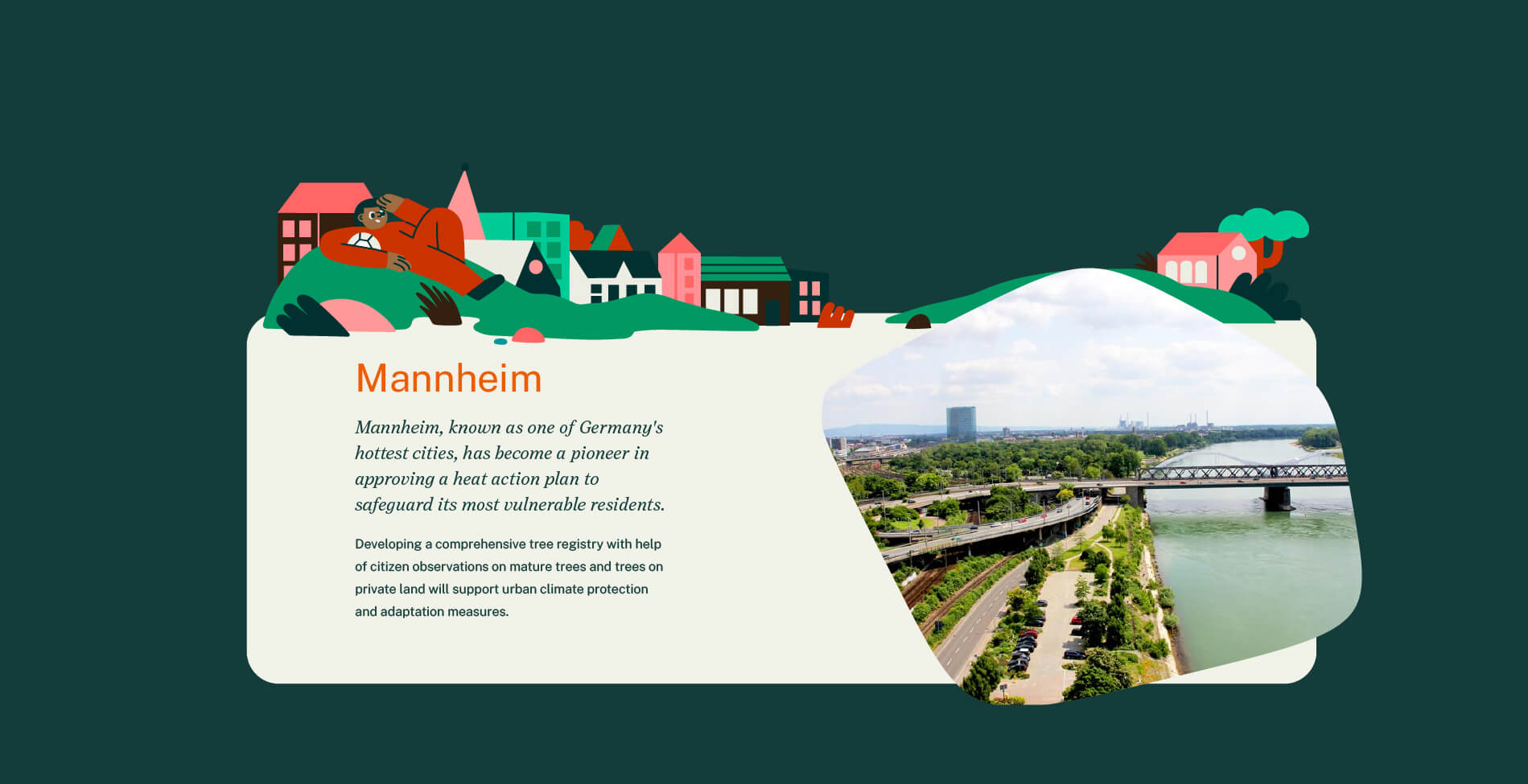 Summary of the project's pilot city Mannheim showing an image of the river.