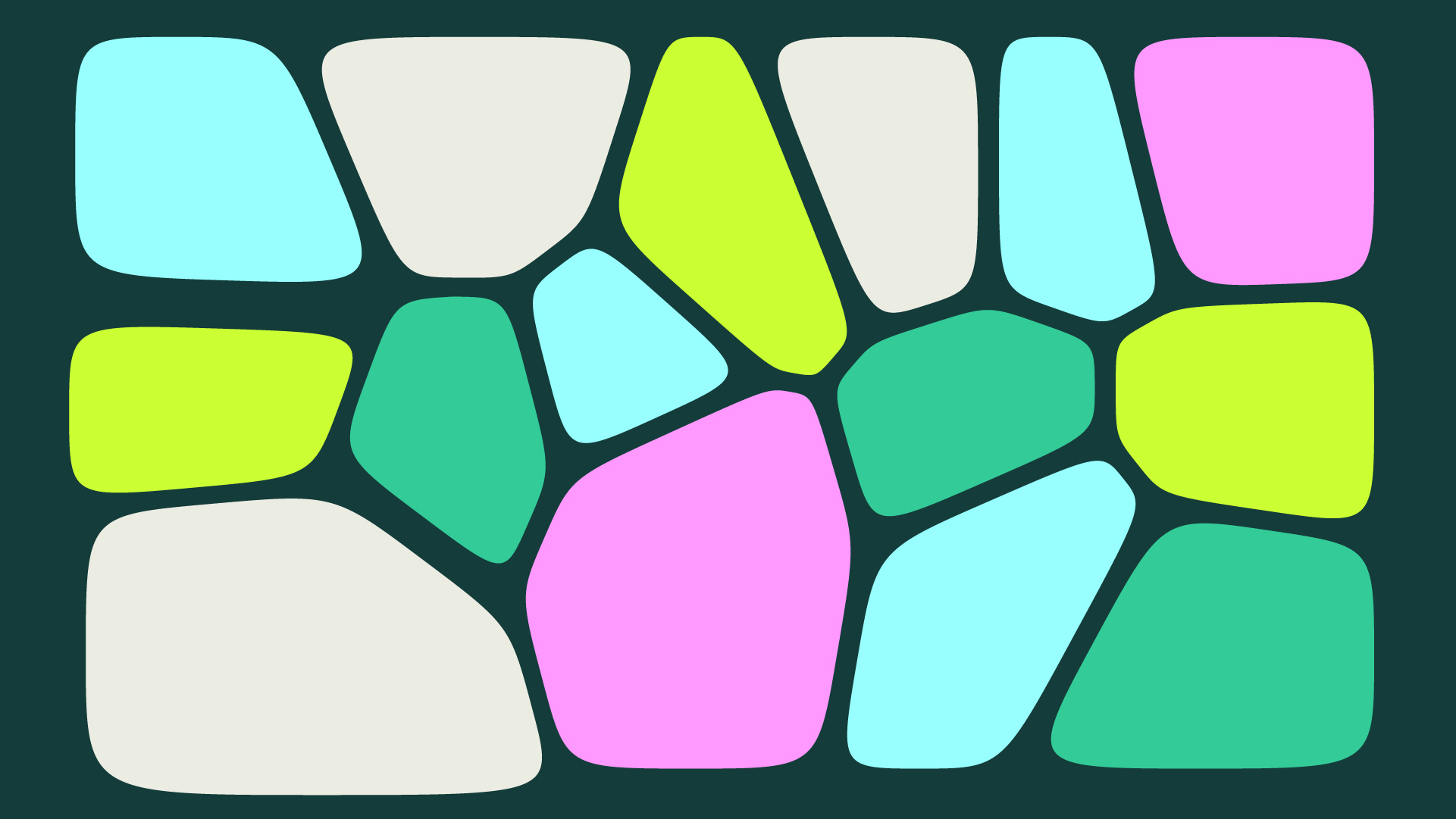 Colourful cells spread in an ordered fashion with uniform gaps.